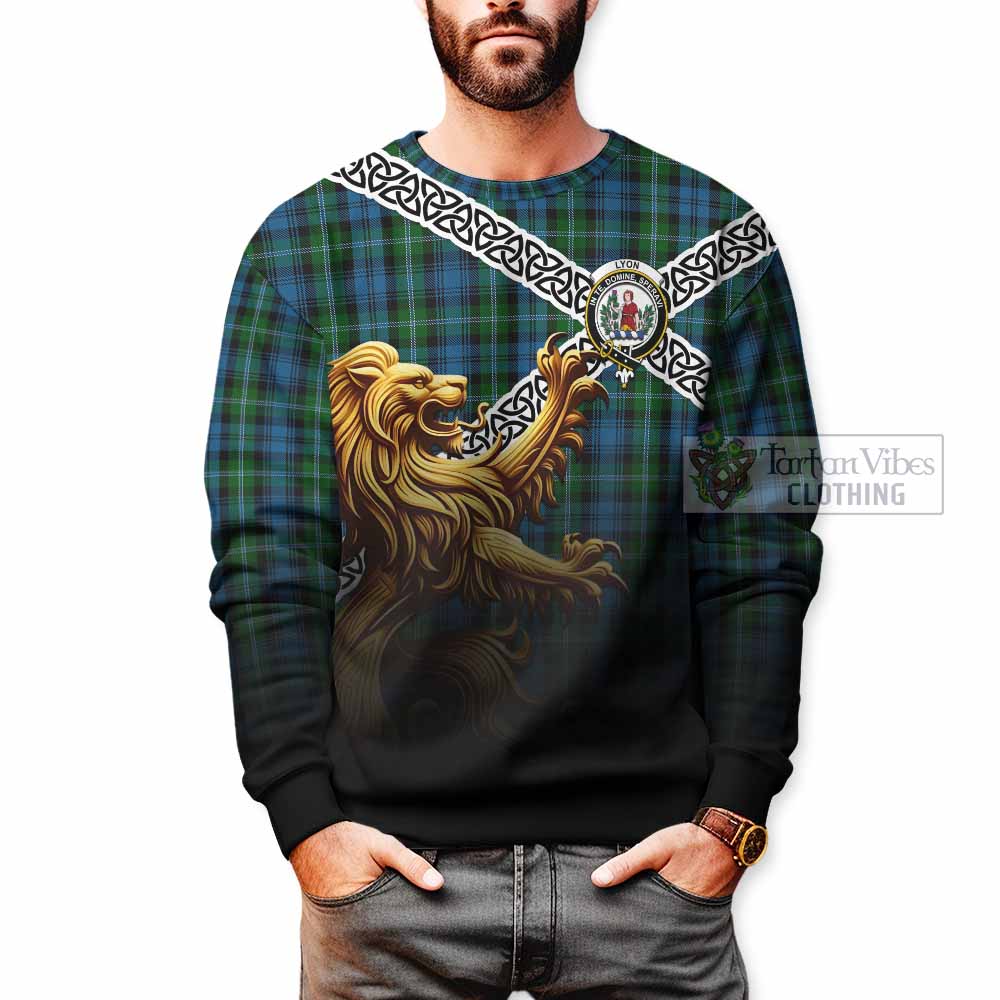 Lyon Crest Tartan Sweatshirt with Golden Lion Emblem Celtic Style - Tartan Vibes Clothing
