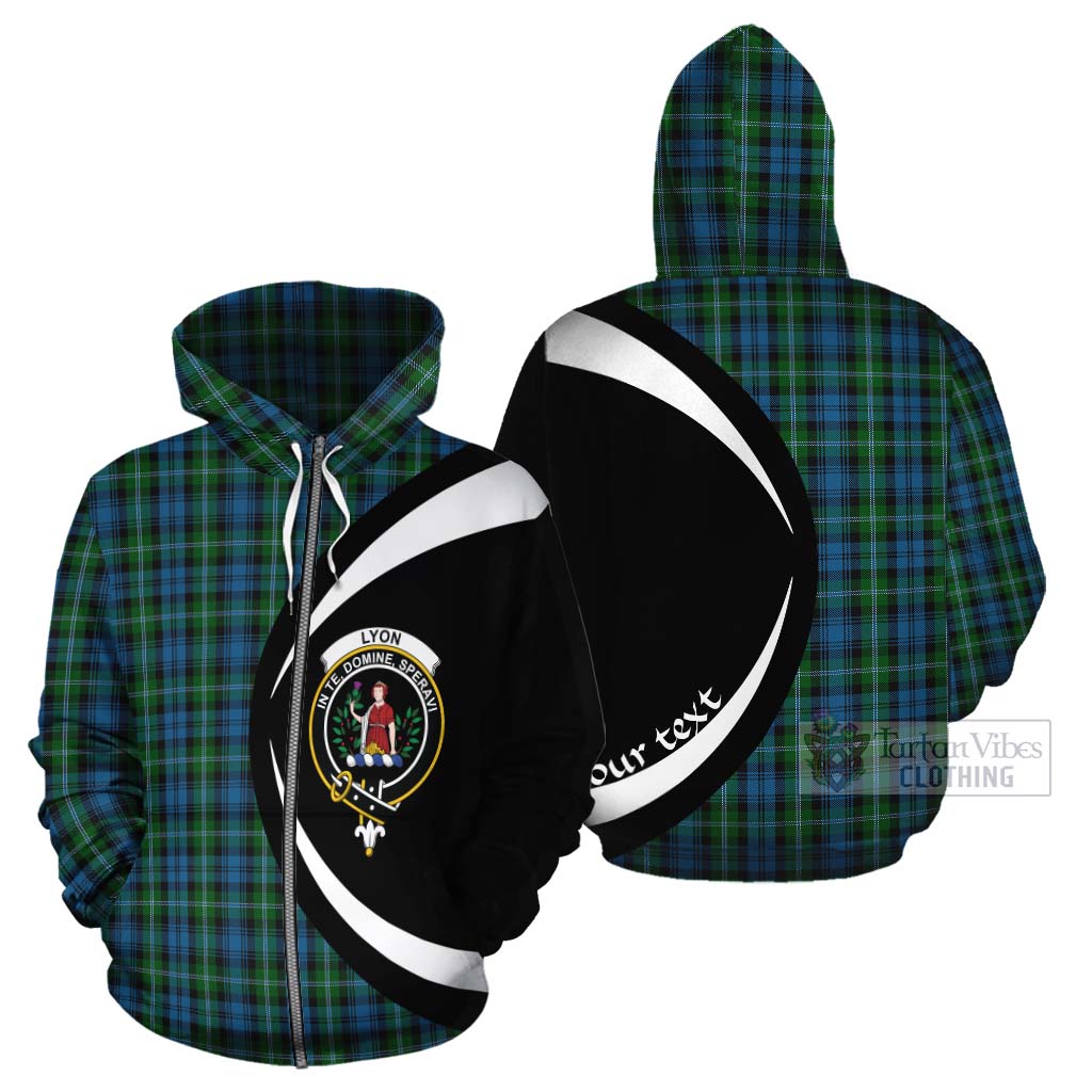 Lyon Tartan Cotton Hoodie with Family Crest Circle Style - Tartan Vibes Clothing