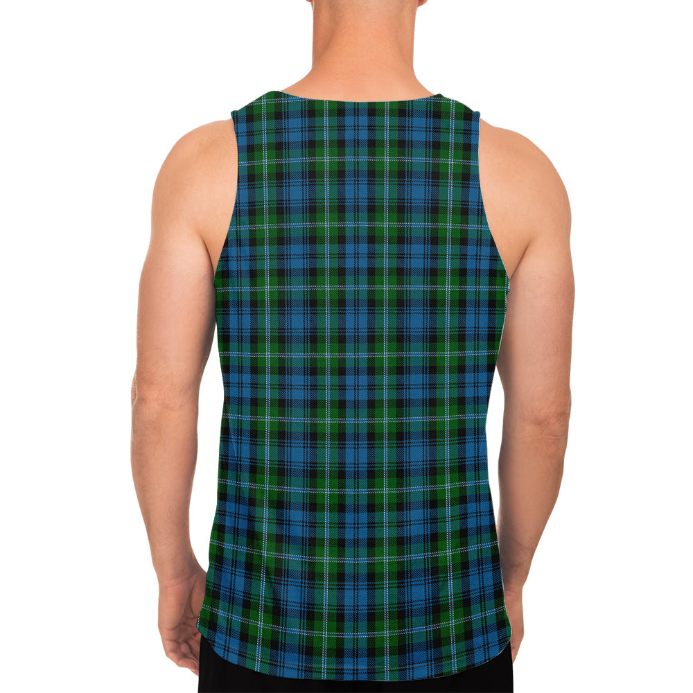 Lyon Tartan Mens Tank Top with Family Crest - Tartan Vibes Clothing