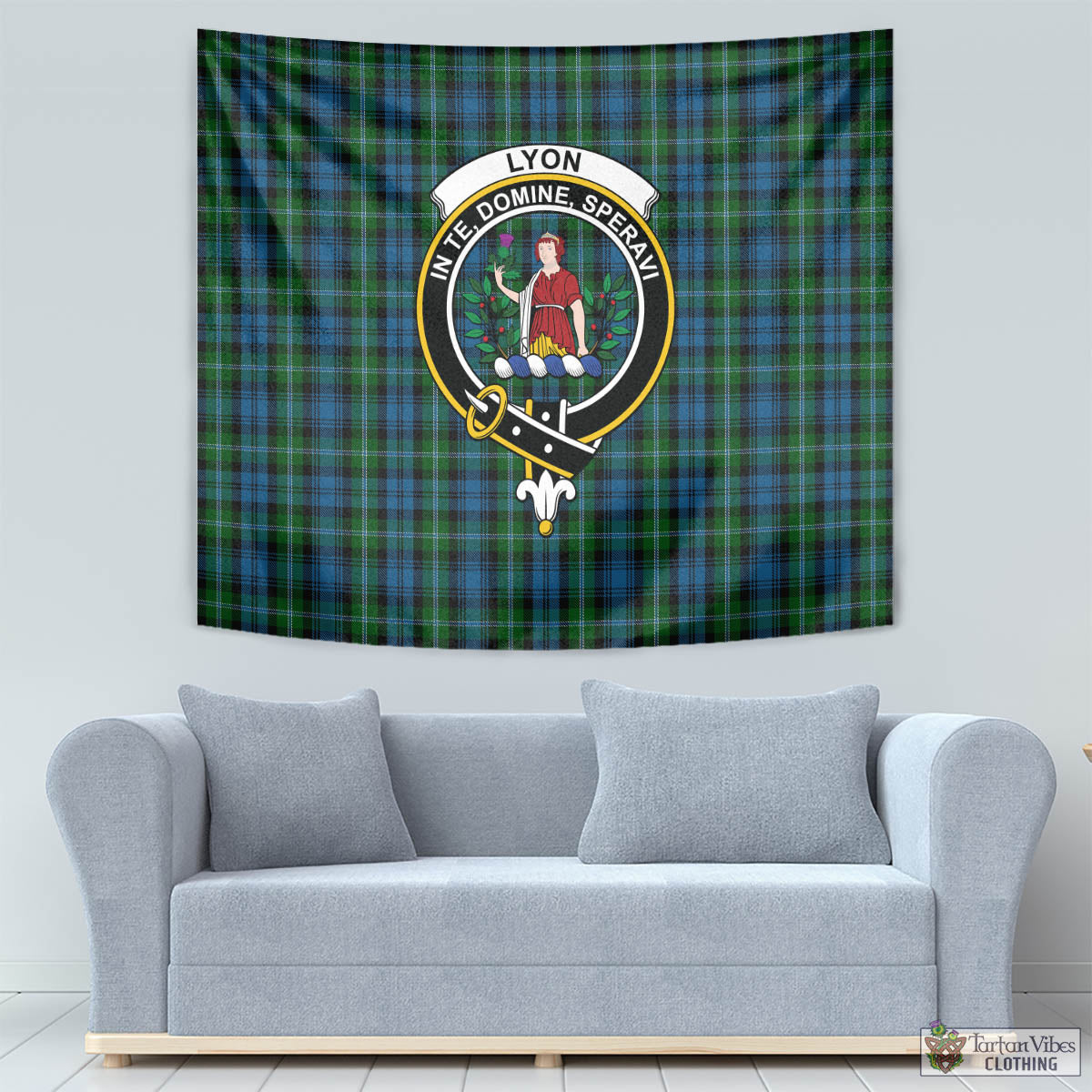 Lyon Tartan Tapestry Wall Hanging and Home Decor for Room with Family Crest - Tartan Vibes Clothing