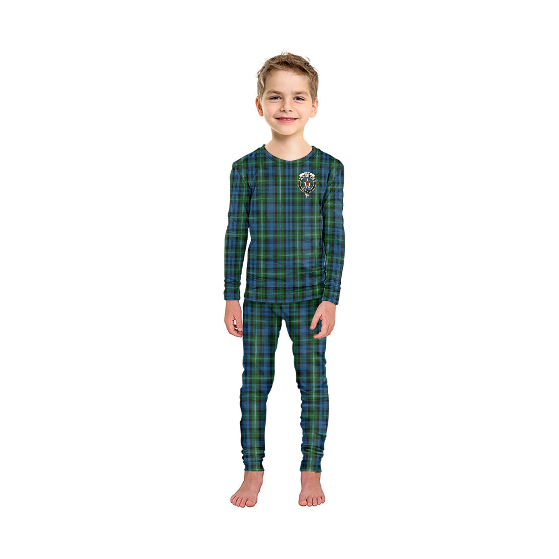 Lyon Tartan Pajamas Family Set with Family Crest - Tartan Vibes Clothing