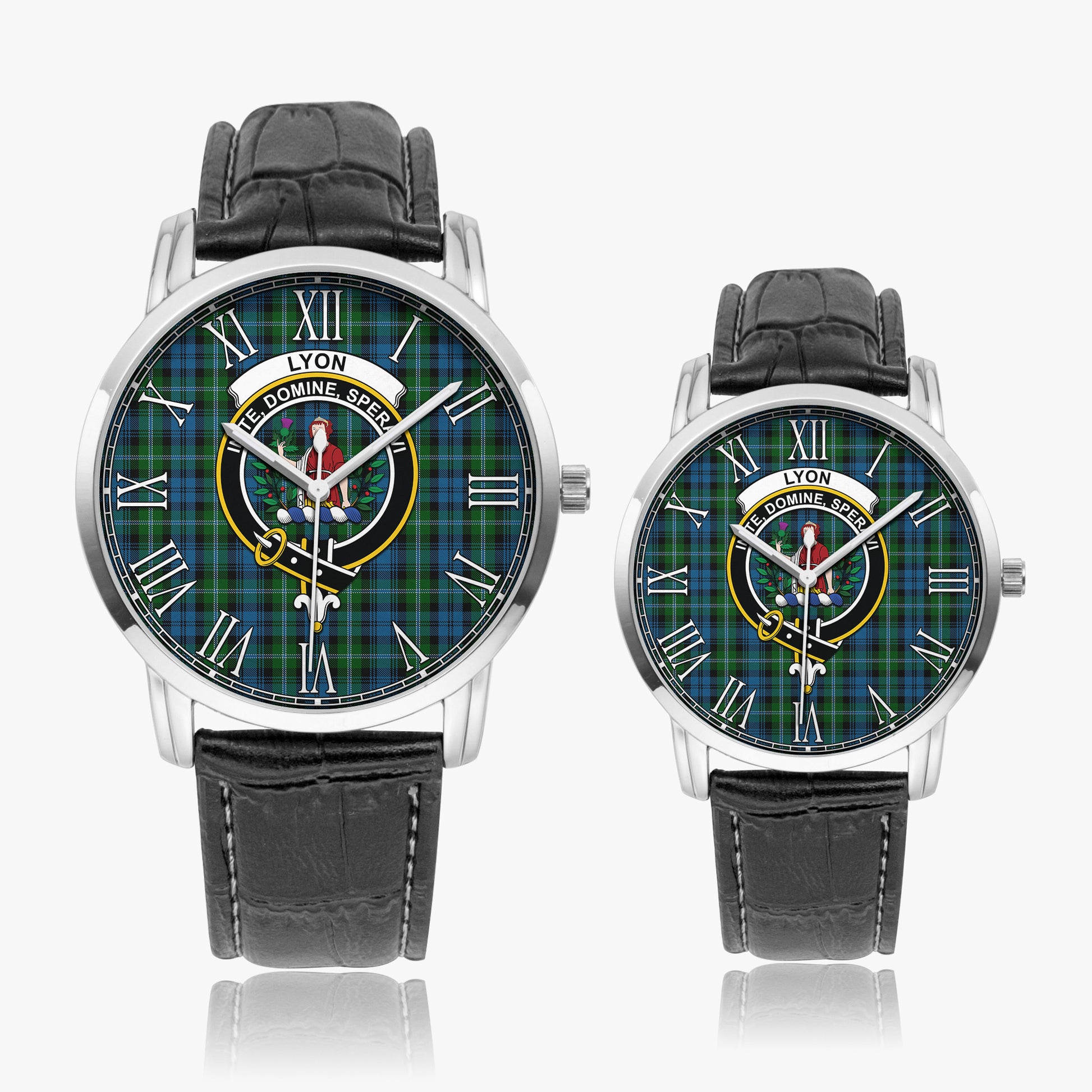 Lyon Tartan Family Crest Leather Strap Quartz Watch - Tartan Vibes Clothing
