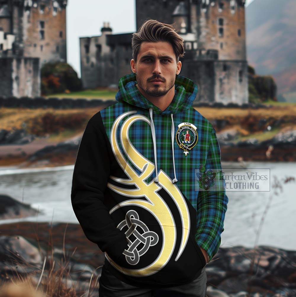 Lyon Tartan Cotton Hoodie with Family Crest and Celtic Symbol Style - Tartan Vibes Clothing