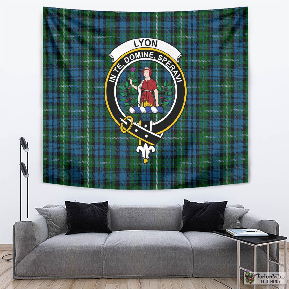 Lyon Tartan Tapestry Wall Hanging and Home Decor for Room with Family Crest - Tartan Vibes Clothing