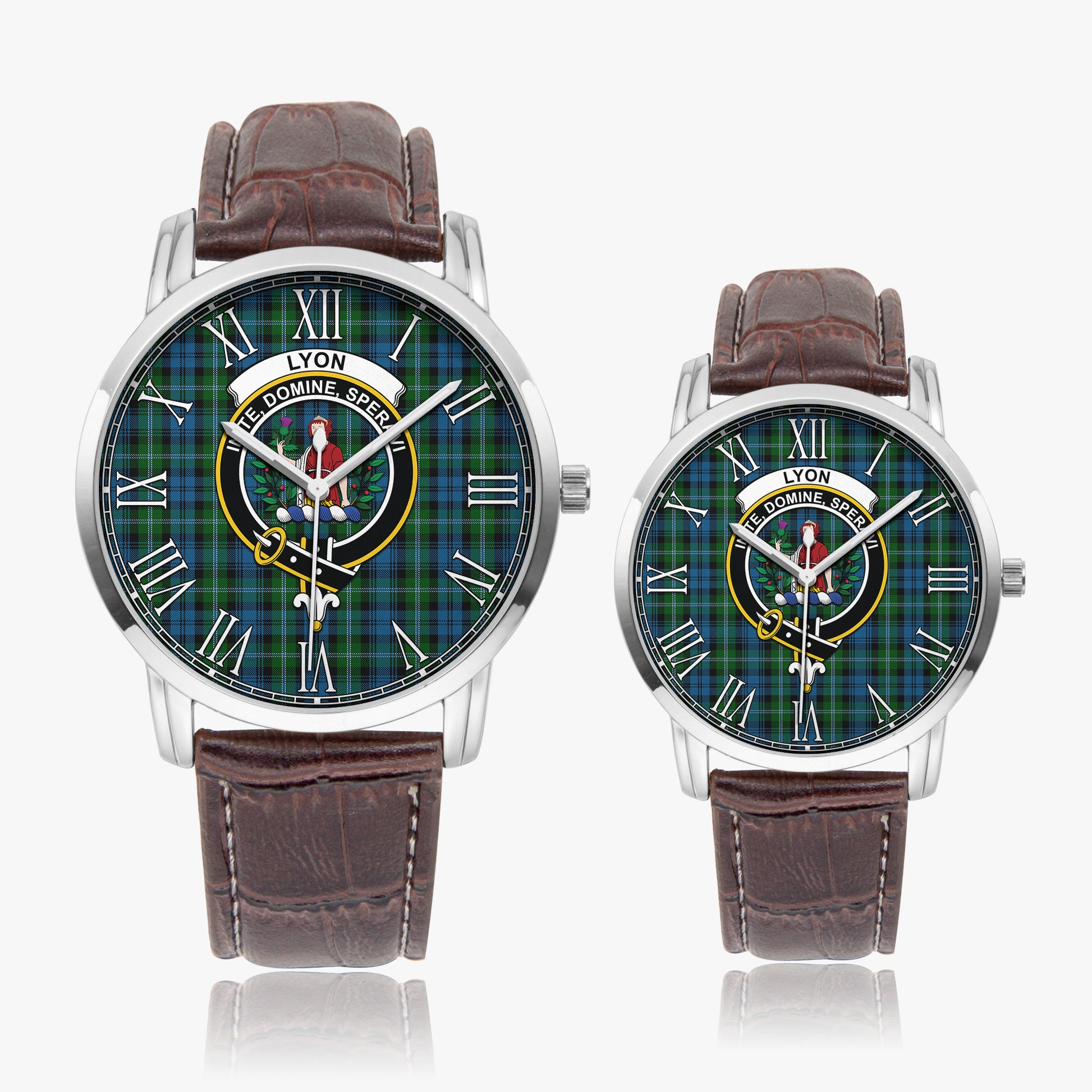 Lyon Tartan Family Crest Leather Strap Quartz Watch - Tartan Vibes Clothing