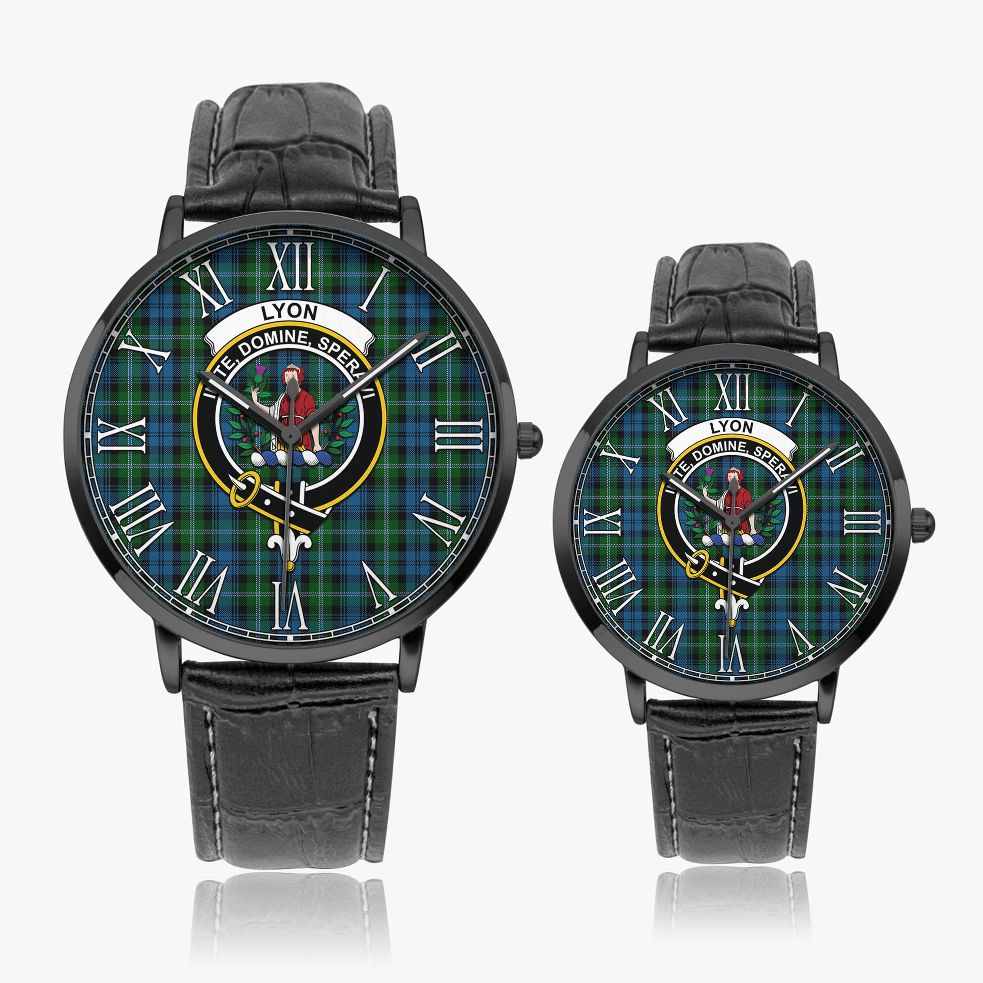 Lyon Tartan Family Crest Leather Strap Quartz Watch - Tartan Vibes Clothing