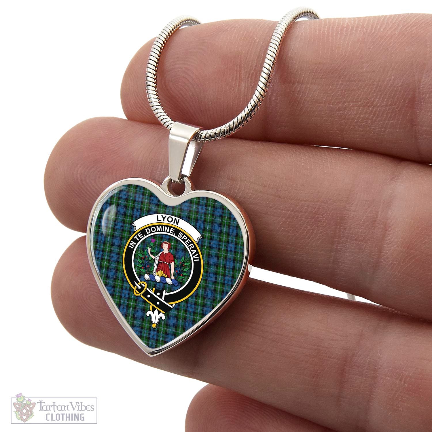 Lyon Tartan Heart Necklace with Family Crest - Tartan Vibes Clothing