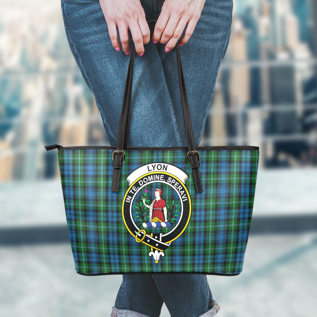 Lyon Tartan Leather Tote Bag with Family Crest - Tartan Vibes Clothing