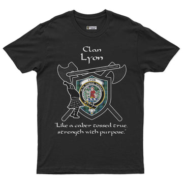 Lyon Clan Crest Highland Game T Shirt Strength With Purpose Style - Tartan Vibes Clothing