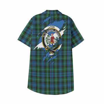 Lyon Clan Crest In Me Tartan Kid Hawaiian Shirt Scotland Flag Style