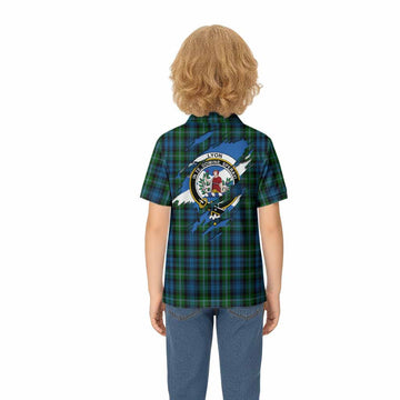 Lyon Clan Crest In Me Tartan Kid Polo Shirt Scotland Flag Style