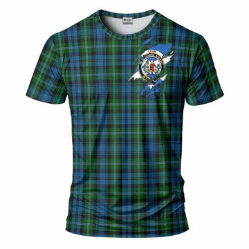 Lyon Clan Crest In Me Tartan T-Shirt Scotland Flag Style