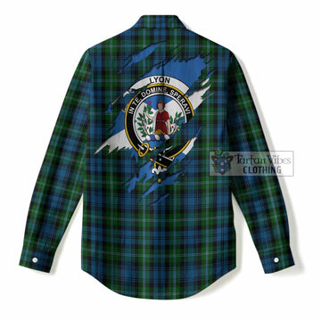 Lyon Clan Crest In Me Tartan Women Casual Shirt Scotland Flag Style