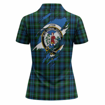 Lyon Clan Crest In Me Tartan Women Polo Shirt Scotland Flag Style