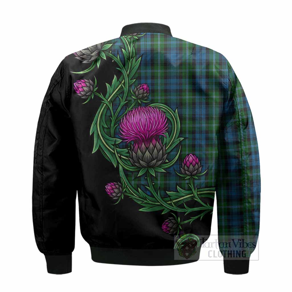 Lyon Tartan Bomber Jacket Resilient Scottish Thistle - Tartan Vibes Clothing