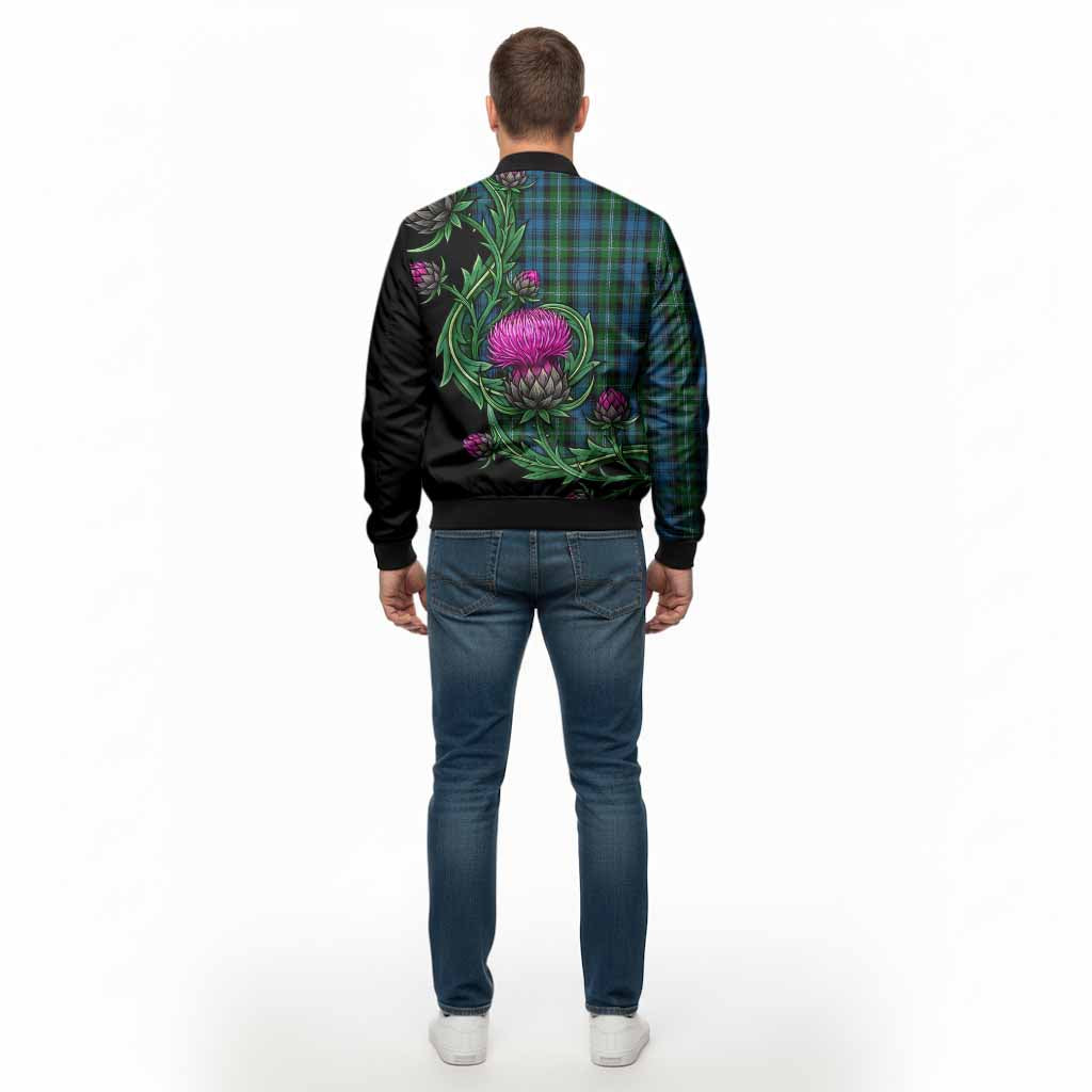 Lyon Tartan Bomber Jacket Resilient Scottish Thistle - Tartan Vibes Clothing