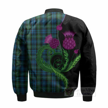 Lyon Tartan Bomber Jacket Traditional Scottish Thistle