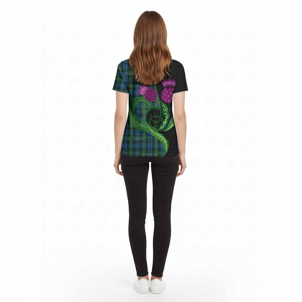 Lyon Tartan Cotton T-shirt Traditional Scottish Thistle