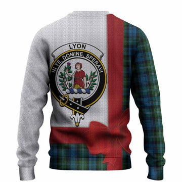 Lyon Tartan Crest Christmas Christmas Ugly Sweater Highland Cow Bagpipes Coquette Bow Style