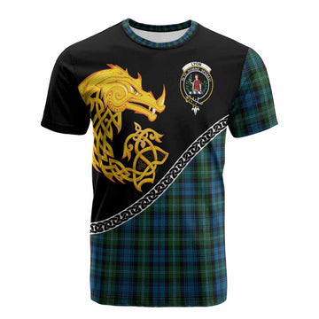 Lyon Tartan Crest Cotton T-shirt Legendary Dragon Knot Half Style