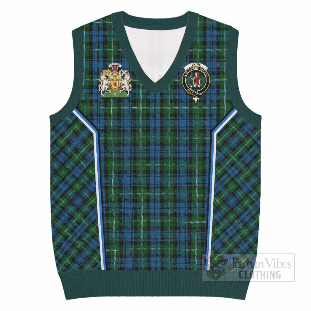 Lyon Tartan Crest Knitted V-Neck Vest Scotland Coat of Arm Flag Style - Tartan Vibes Clothing