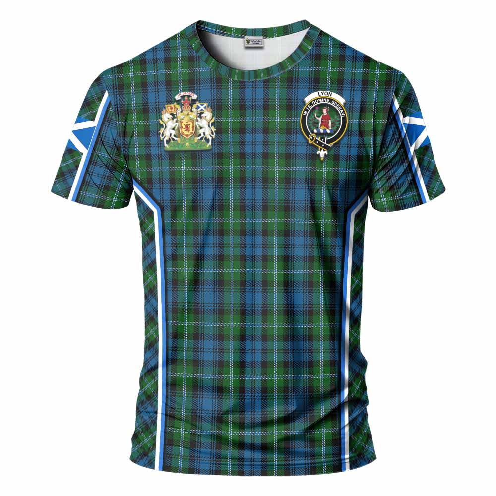 Lyon Tartan Crest T-shirt Scotland Coat of Arm Flag Style - Tartan Vibes Clothing