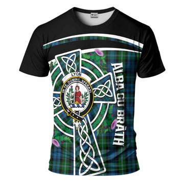 Lyon Tartan Crest T-Shirt Scottish Thistle Celtic Cross Alba Gu Brath