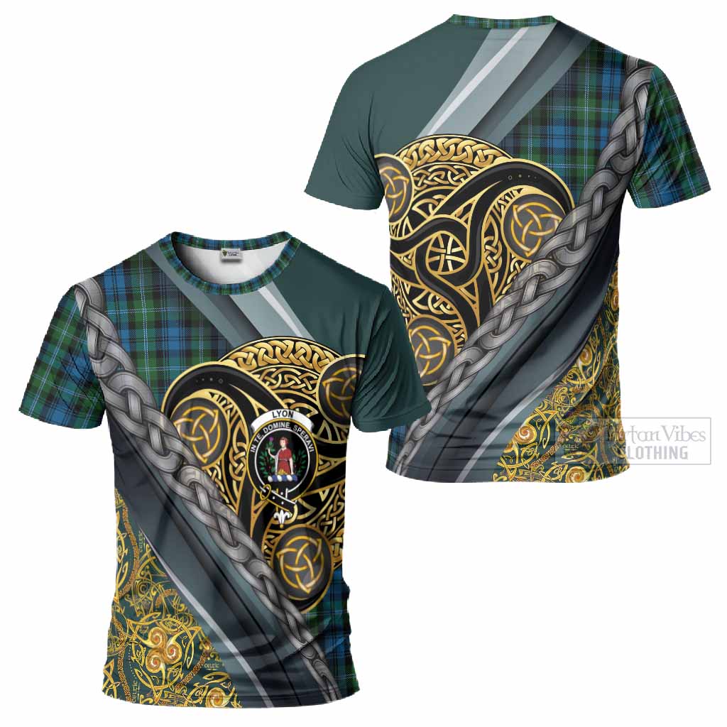Lyon Tartan Crest T-Shirt Scottish Triskele Celtic