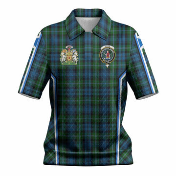 Lyon Tartan Crest Women’s Polo Sweater Top Scotland Coat of Arm Flag Style