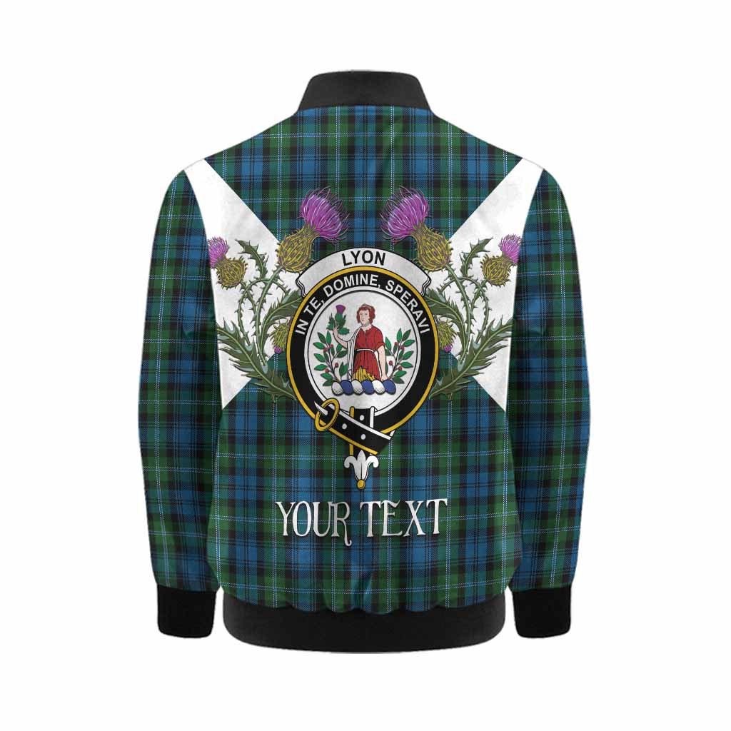 Lyon Tartan Family Crest Kid Bomber Jacket Scottish Burns Night Thistle Floral