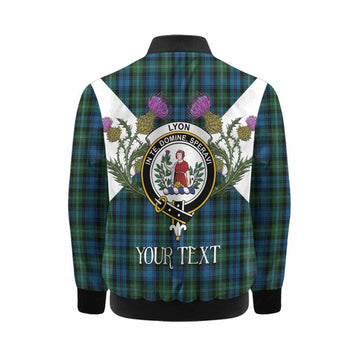 Lyon Tartan Family Crest Kid Bomber Jacket Scottish Burns Night Thistle Floral