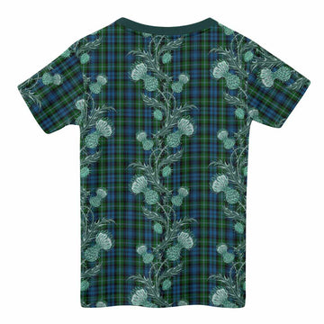 Lyon Tartan Kid T-shirt Seamless Scottish Thistle Flowers