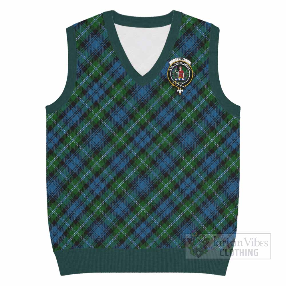 Lyon Tartan Knitted V-Neck Vest with Family Crest Cross Style