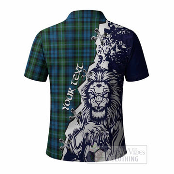 Lyon Tartan Scottish Polo Shirt Angry Lion With Soccer Ball Style