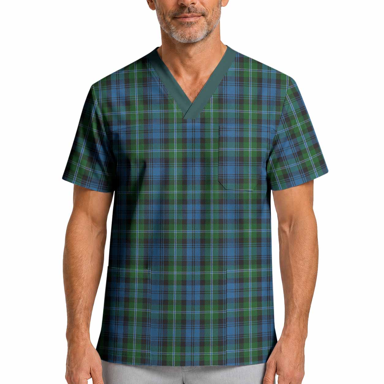 Lyon Tartan Scrub Top XL - Tartan Vibes Clothing