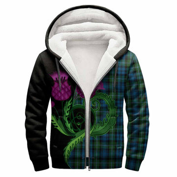 Lyon Tartan Sherpa Hoodie Traditional Scottish Thistle