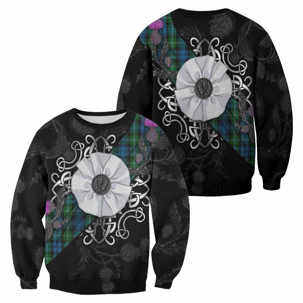 Lyon Tartan Sweatshirt Jacobite White Rose - Tartan Vibes Clothing