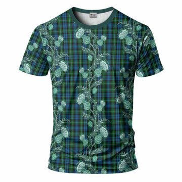 Lyon Tartan T-Shirt Seamless Scottish Thistle Flowers