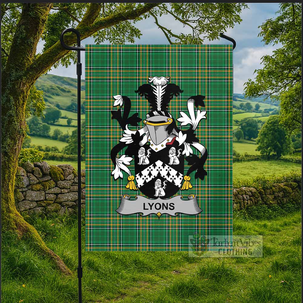 Lyons Irish Clan Tartan Flag with Coat of Arms