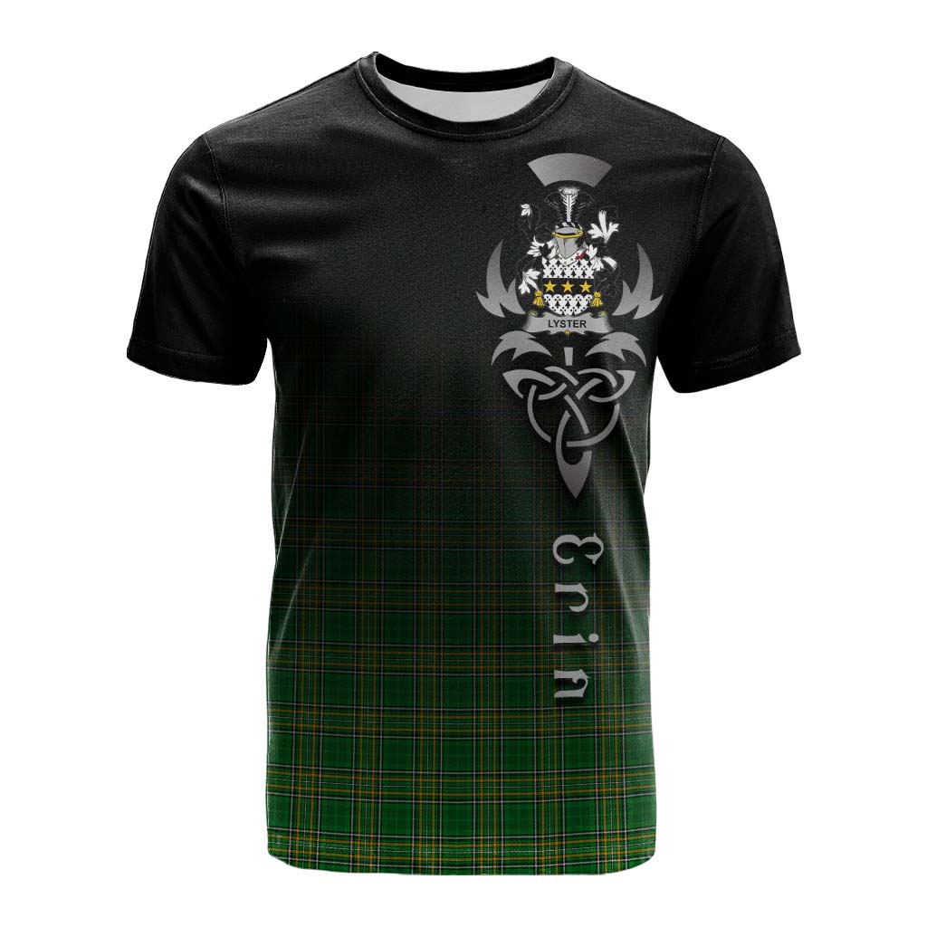 Tartan Vibes Clothing Lyster Irish Clan Cotton T-shirt with Coat of Arms Erin Go Bragh Celtic Inspired