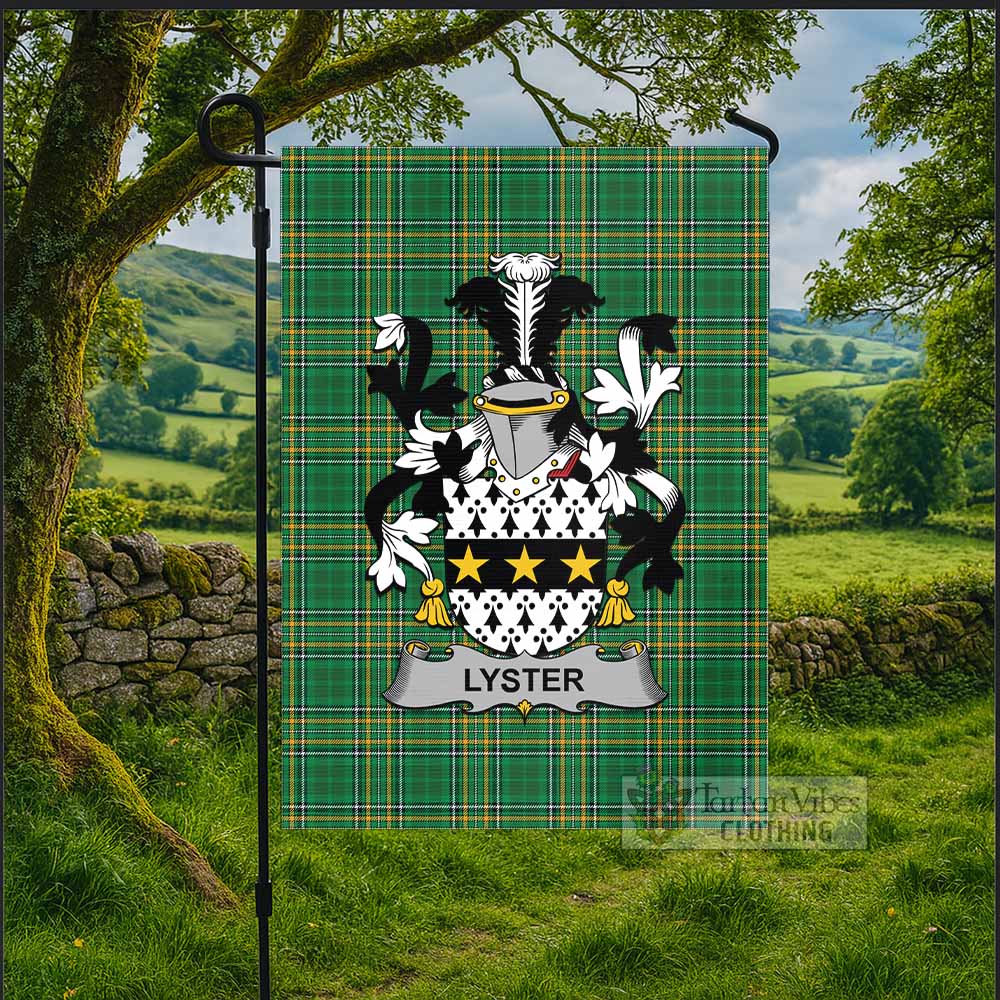 Lyster Irish Clan Tartan Flag with Coat of Arms