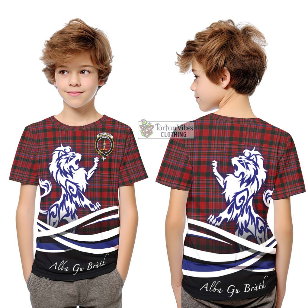 MacAlister (McAlister) Tartan Kid T-Shirt with Alba Gu Brath Regal Lion Emblem Youth XL Size14 - Tartanvibesclothing Shop
