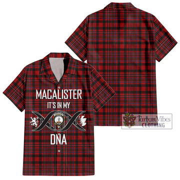 MacAlister (McAlister) Tartan Short Sleeve Button Shirt with Family Crest DNA In Me Style Kid - Tartanvibesclothing Shop
