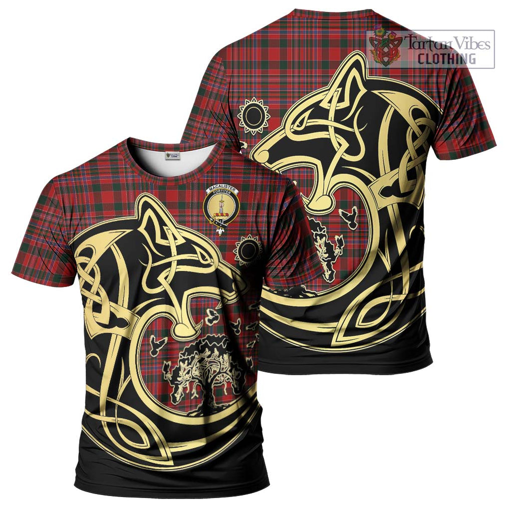 MacAlister (McAlister) Tartan T-Shirt with Family Crest Celtic Wolf Style Kid's Shirt - Tartan Vibes Clothing