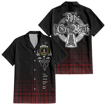 Tartan Vibes Clothing MacAlister Tartan Short Sleeve Button Up Featuring Alba Gu Brath Family Crest Celtic Inspired