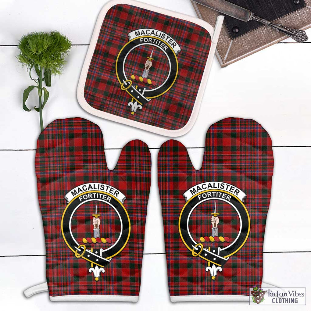 MacAlister (McAlister) Tartan Combo Oven Mitt & Pot-Holder with Family Crest Combo 1 Oven Mitt & 1 Pot-Holder White - Tartan Vibes Clothing