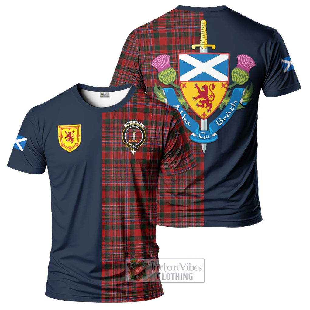 Tartan Vibes Clothing MacAlister Tartan T-Shirt Alba with Scottish Lion Royal Arm Half Style