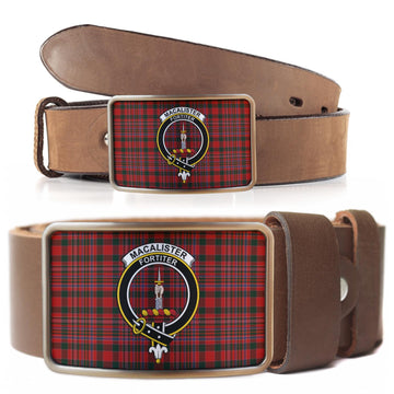 MacAlister Tartan Belt Buckles with Family Crest