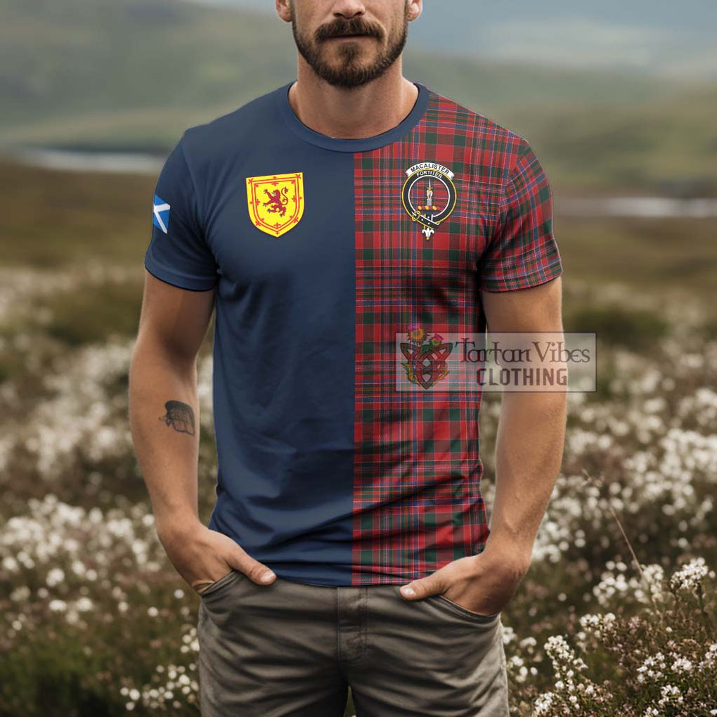 Tartan Vibes Clothing MacAlister Tartan T-Shirt Alba with Scottish Lion Royal Arm Half Style