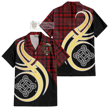 MacAlister (McAlister) Tartan Short Sleeve Button Shirt with Family Crest and Celtic Symbol Style - Tartan Vibes Clothing